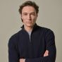 Profuomo Cotton Textured Half-Zip Pullover - Navy