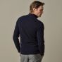 Profuomo Cotton Textured Half-Zip Pullover - Navy