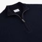 Profuomo Cotton Textured Half-Zip Pullover - Navy