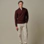 Profuomo Cotton Textured Half-Zip Pullover - Dark Red