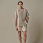 Profuomo Crochet Button Through Polo - Beige