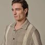 Profuomo Crochet Button Through Polo - Beige