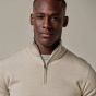 Profuomo Merino Woolen Half-Zip Pullover - Beige