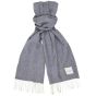 Profuomo Herringbone Pattern Lambswool Scarf - Blue