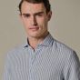 Profuomo Striped Linen Shirt - Light Blue