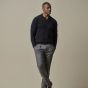 Profuomo Wool Blend Open-Collar Polo - Navy