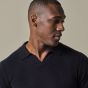 Profuomo Wool Blend Open-Collar Polo - Navy