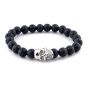 Steel & Barnett Stones Skull Bracelet - lava