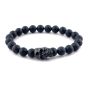 Steel & Barnett Stones Skull Bracelet - matt black