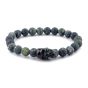 Steel & Barnett Stones Skull Bracelet - matt serpentine