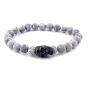 Steel & Barnett Stones Skull Bracelet - matt smoky