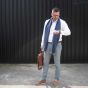 Tresanti spring scarf blue dots