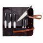 Xapron Utah Black leather knife roll - 5 knives