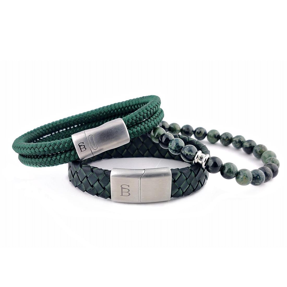 Olive Green Custom Bracelets for Men with Engraving - Talisa Jewelry