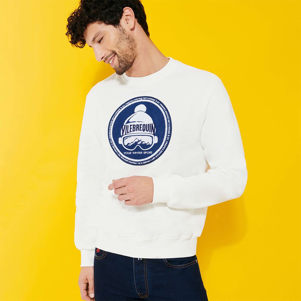 VILEBREQUIN Men Full Zip Sweatshirt Embroidered Velvet Logo