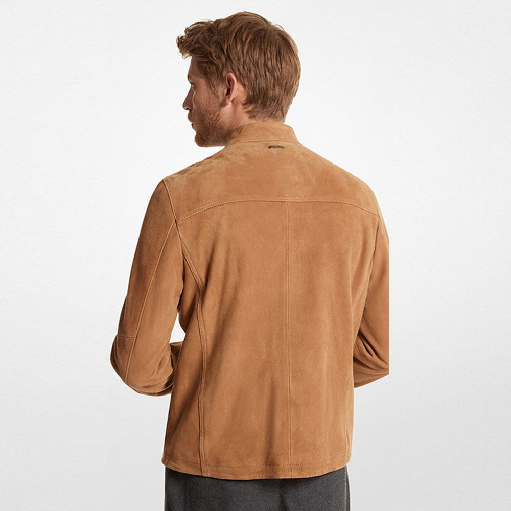 Michael Kors Suede Racer Jacket - Camel