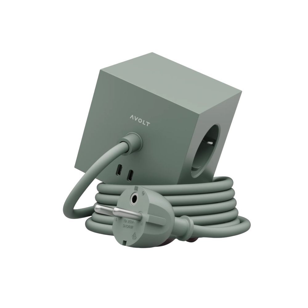 Avolt Square 1 Power Cube - Oak Green