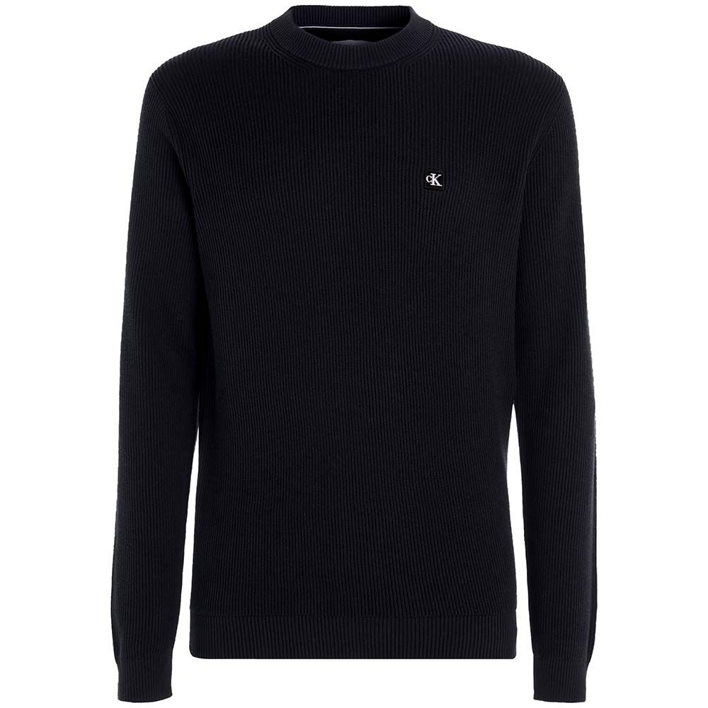 Calvin Klein Ribbed Pullover With Logo - Black