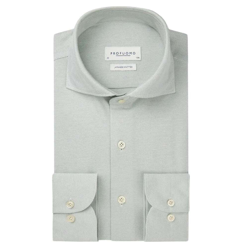Profuomo Oxford Japanese Knitted Shirt - Green