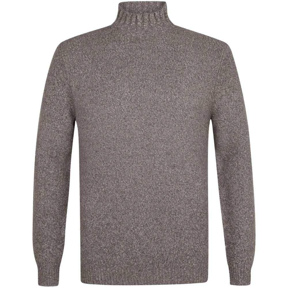 Profuomo Boiled Woolen Mockneck Pullover - Light Brown