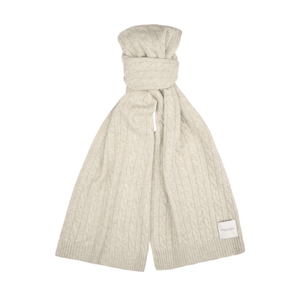 Profuomo Wool Cableknit Scarf Beige