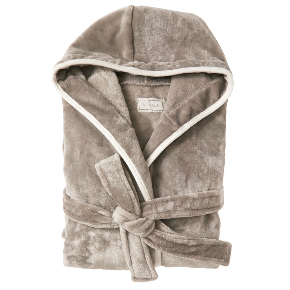 Louis Luxury Plush RPET Bathrobe - Taupe/Grey