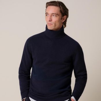 Profuomo Wool Cashmere Rollneck - Navy