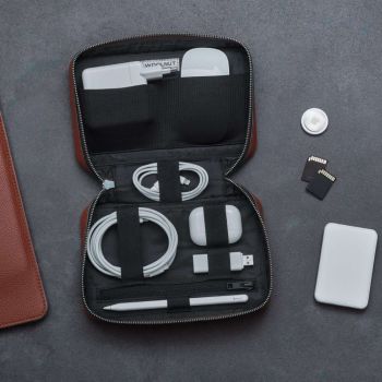 Woolnut Leder-Tech-Organizer - Cognac