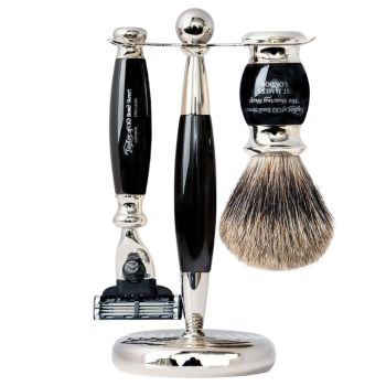 Taylor Of Old Bond Street Mach3 Pure Badger Shaving Set - Black