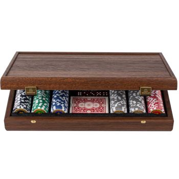 Manopoulos Poker Set Koffer - Walnuss Dunkel