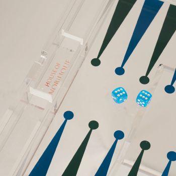 House of Nobilique Tragbares Backgammon - Grün/Blau