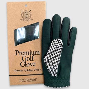 Modest Vintage Player Pro Houndstooth Cabretta Leder-Golfhandschuhe - Grün / Schwarz