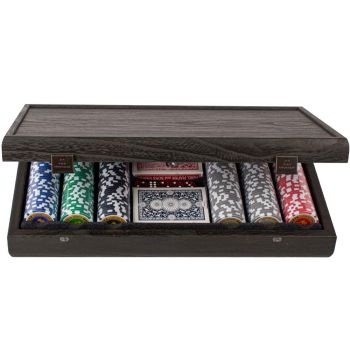 Manopoulos Poker Set Case - Black Wood