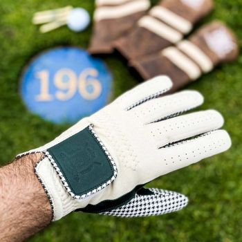 Modest Vintage Player Pro Houndstooth Cabretta Leder Golfhandschuhe - Grün / Creme