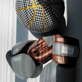 Modest Vintage Player Elite Houndstooth Leder Boxhandschuhe - Braun