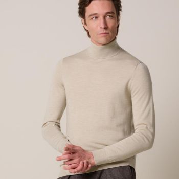 Profuomo Merino Woolen Rollneck Pullover - Beige
