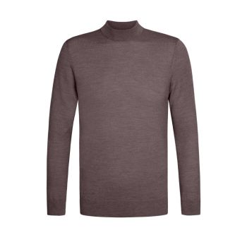Profuomo Merino Woolen Mockneck Pullover - Aubergine