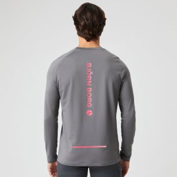 Björn Borg Borg Performance Langarm T-Shirt gebürstet - Grau