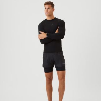 Björn Borg Borg Nahtloses Laufshirt mit langen Ärmeln - Schwarz