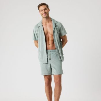 Björn Borg Borg Toweling Pool Shirt - Grey/Green