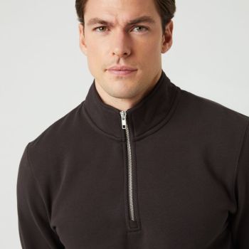 Björn Borg Centre Fleece Pullover mit halbem Reißverschluss - Braun