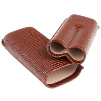 Brouk & Co Echsenleder Doppel-Zigarrenhalter – Braun