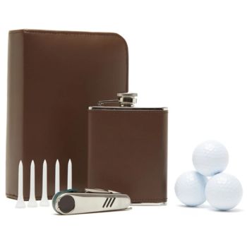 Brouk & Co Hole In One Golf & Flask Kit - Brown