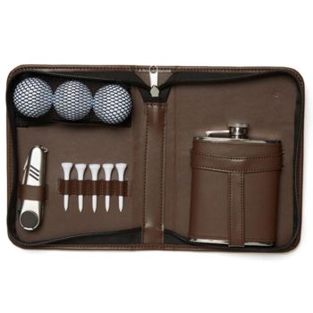 Brouk & Co Hole-in-One Golf- & Flachmann-Set – Braun