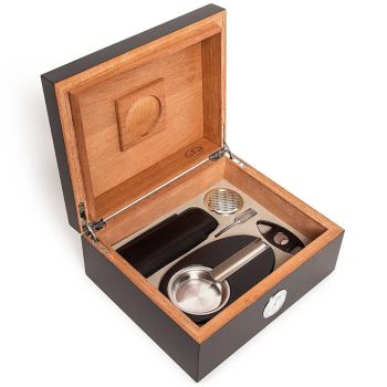 Brouk & Co Zigarren-Humidor Geschenkset – Matt Schwarz