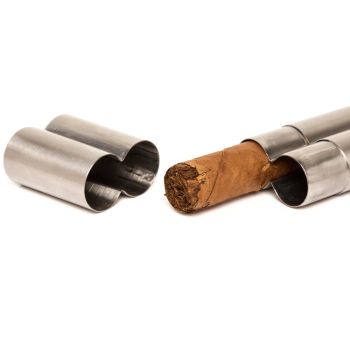 Brouk & Co Edelstahl Doppel-Zigarrenhalter – Silber