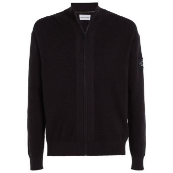 Calvin Klein Logo Badge Sweater With Zipper - Black