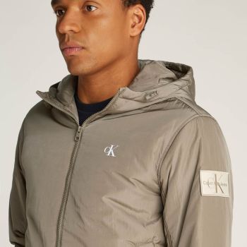 Calvin Klein Nylon Hooded Jacket - Taupe