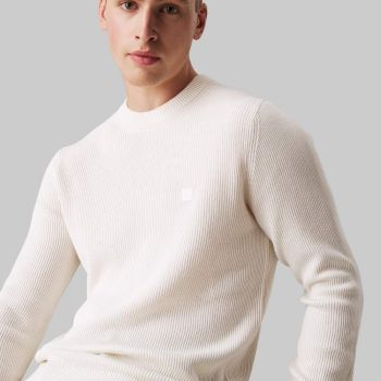Calvin Klein Ribbed Pullover With Logo - Off White