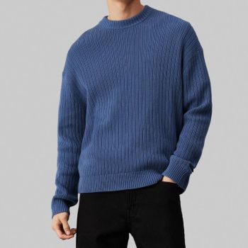 Calvin Klein Ribbed Relaxed Pullover - Blue